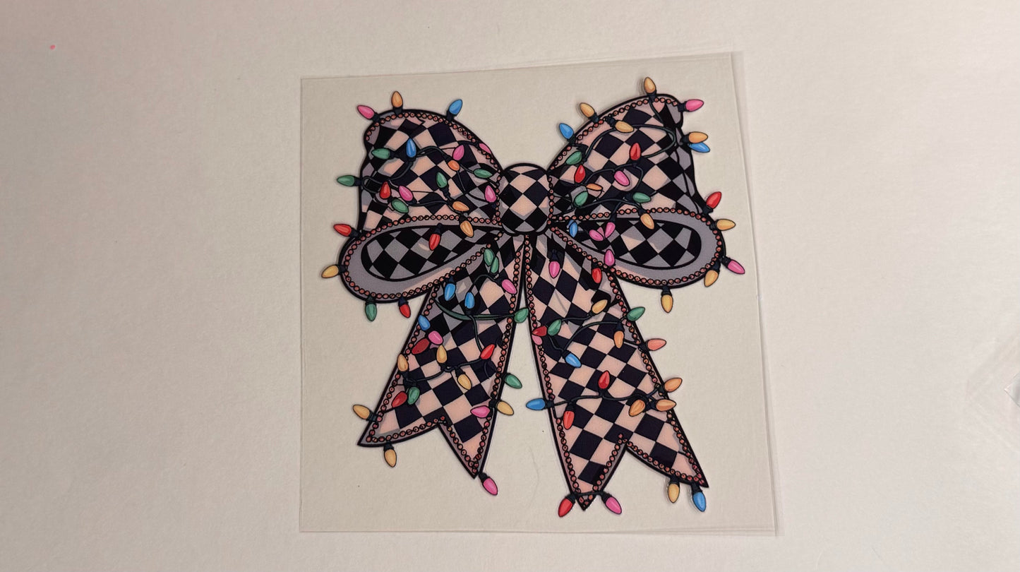 4in Checkered Xmas light bow