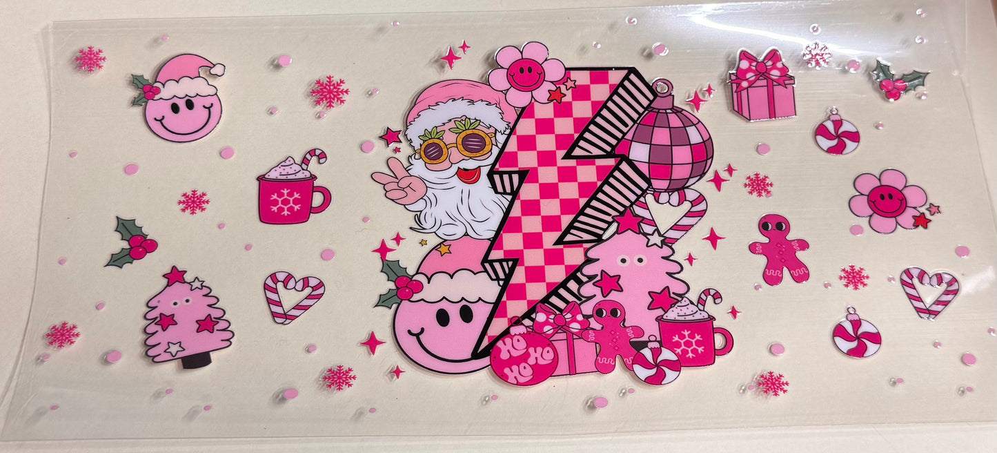 Pink checkered Santa