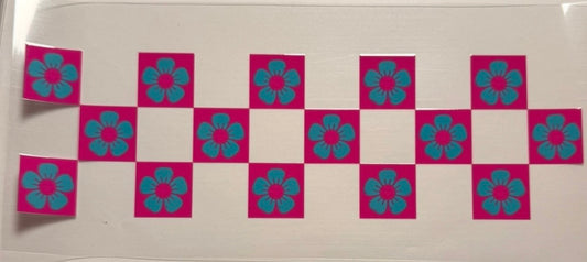Pink/teal flowers