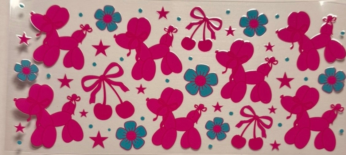 Pink/teal balloon dog