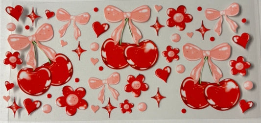 Red cherry pink bows