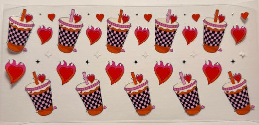 Pink checkered coffee