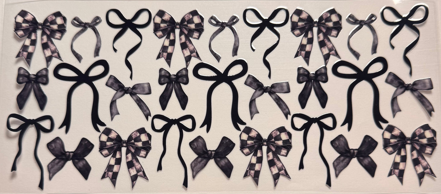 Black checkered gray bows