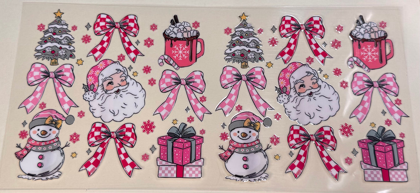 Pink Santa check bows