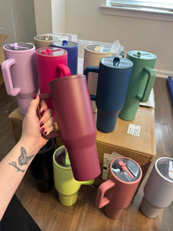 40oz flip straw stainless steel
