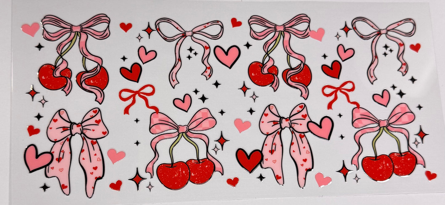 Pink bows cherries