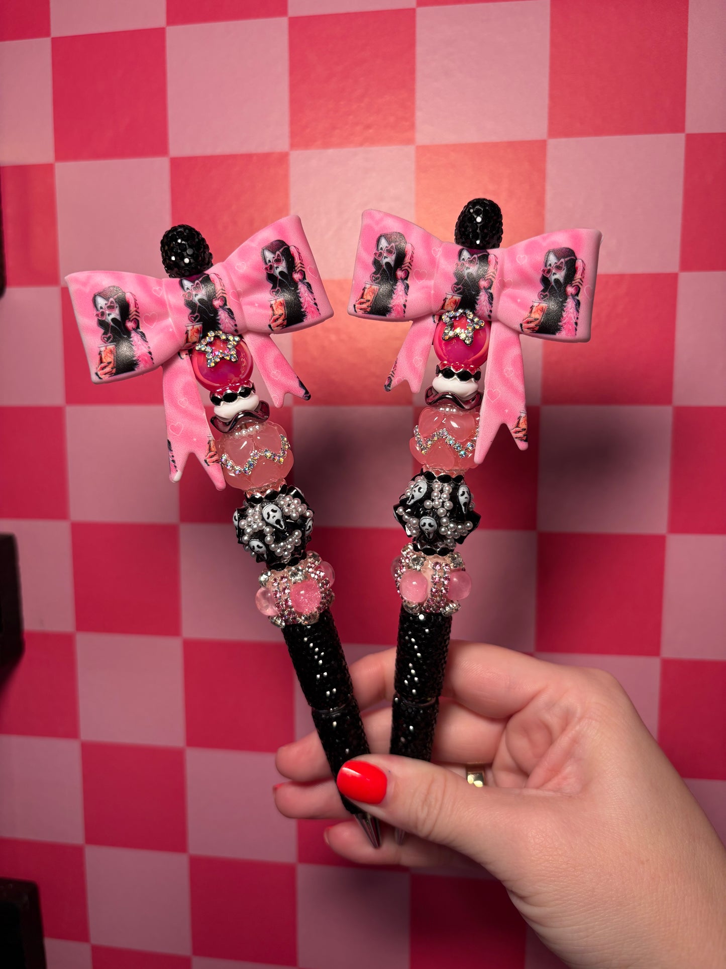 Pink ghost face bow